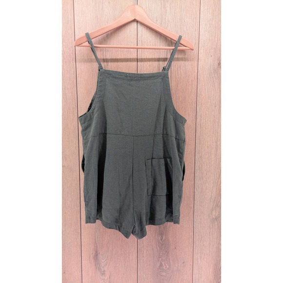 Altar'd State Olive Green Tie-Strap Linen Blend Romper – Size M - Picture 2 of 7